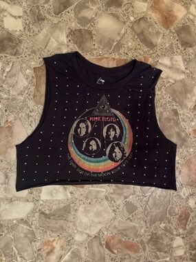 Pink Floyd Studded Black Crop Tank Top